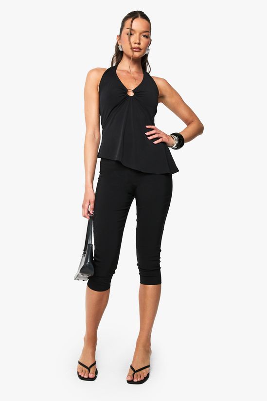 Slinky O Ring Halterneck Asym Hem Top