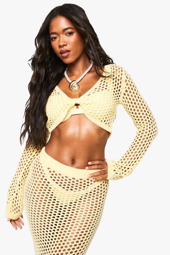 Beach Crochet Twist Front Knitted Top