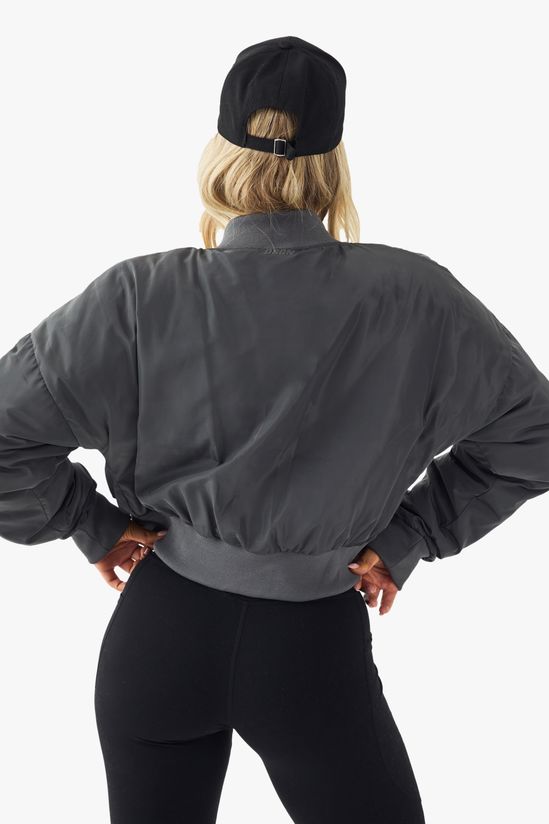 Balloon Sleeve Oversized Bomber Jacket