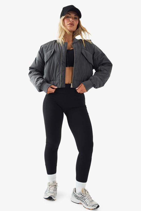 Balloon Sleeve Oversized Bomber Jacket