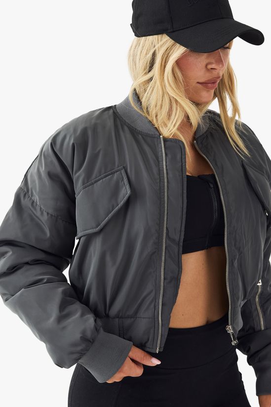 Balloon Sleeve Oversized Bomber Jacket