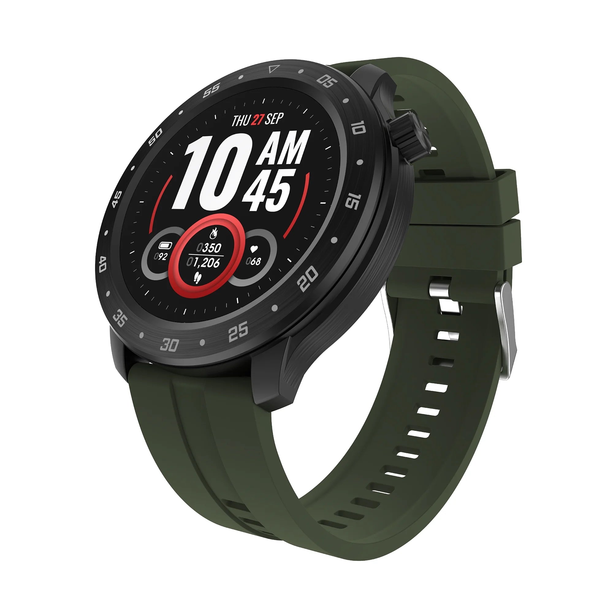Men Smart Watch, Dark Green, Silicone Strap