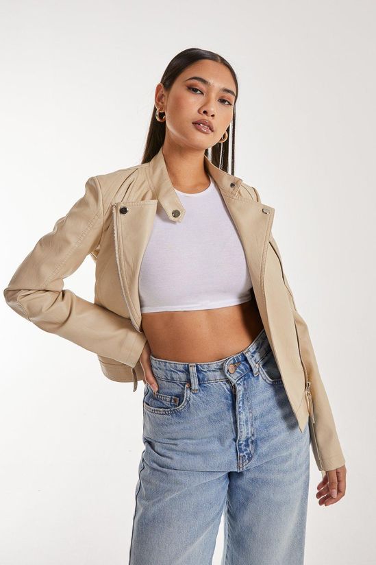 Faux PU Leather Biker Jacket