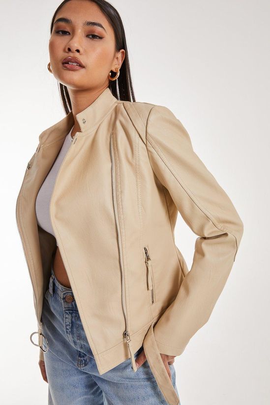 Faux PU Leather Biker Jacket
