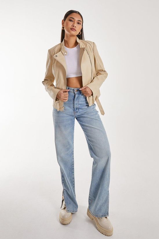 Faux PU Leather Biker Jacket