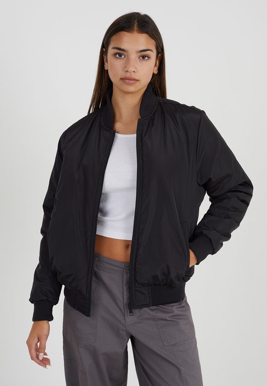 Ruched Sleeve Oversized Bomber Jacket