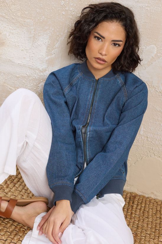 Petite Denim Bomber Jacket
