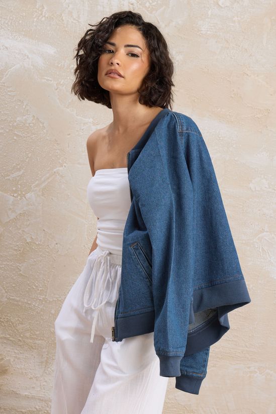 Petite Denim Bomber Jacket