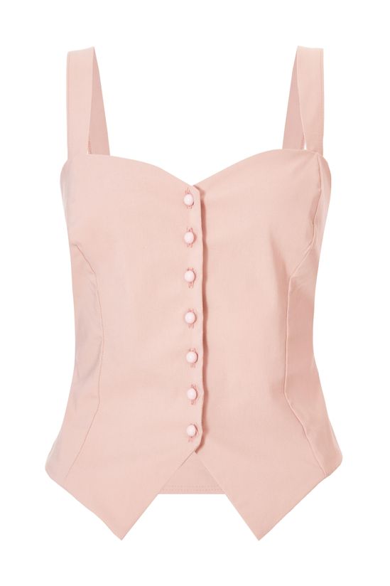 Pale Pink Button Detail Corset Top