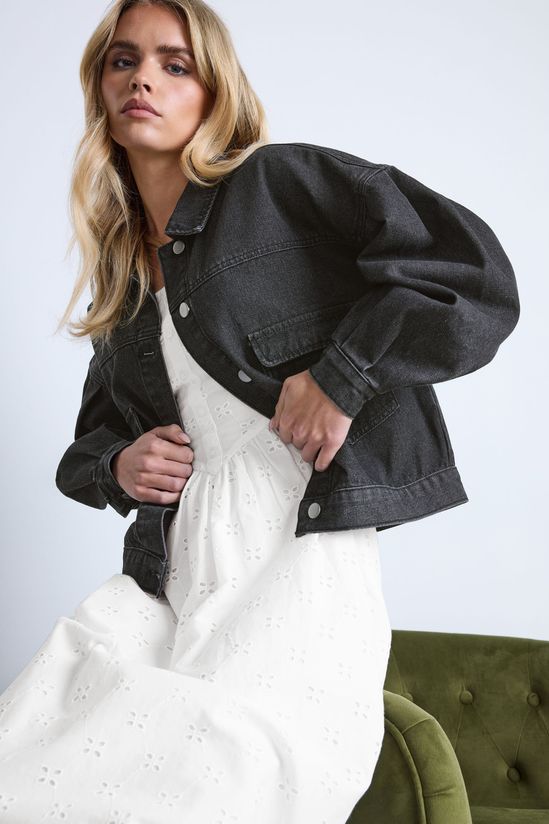 Petite Denim Balloon Sleeve Jacket