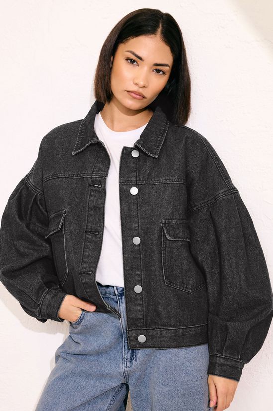Petite Denim Balloon Sleeve Jacket