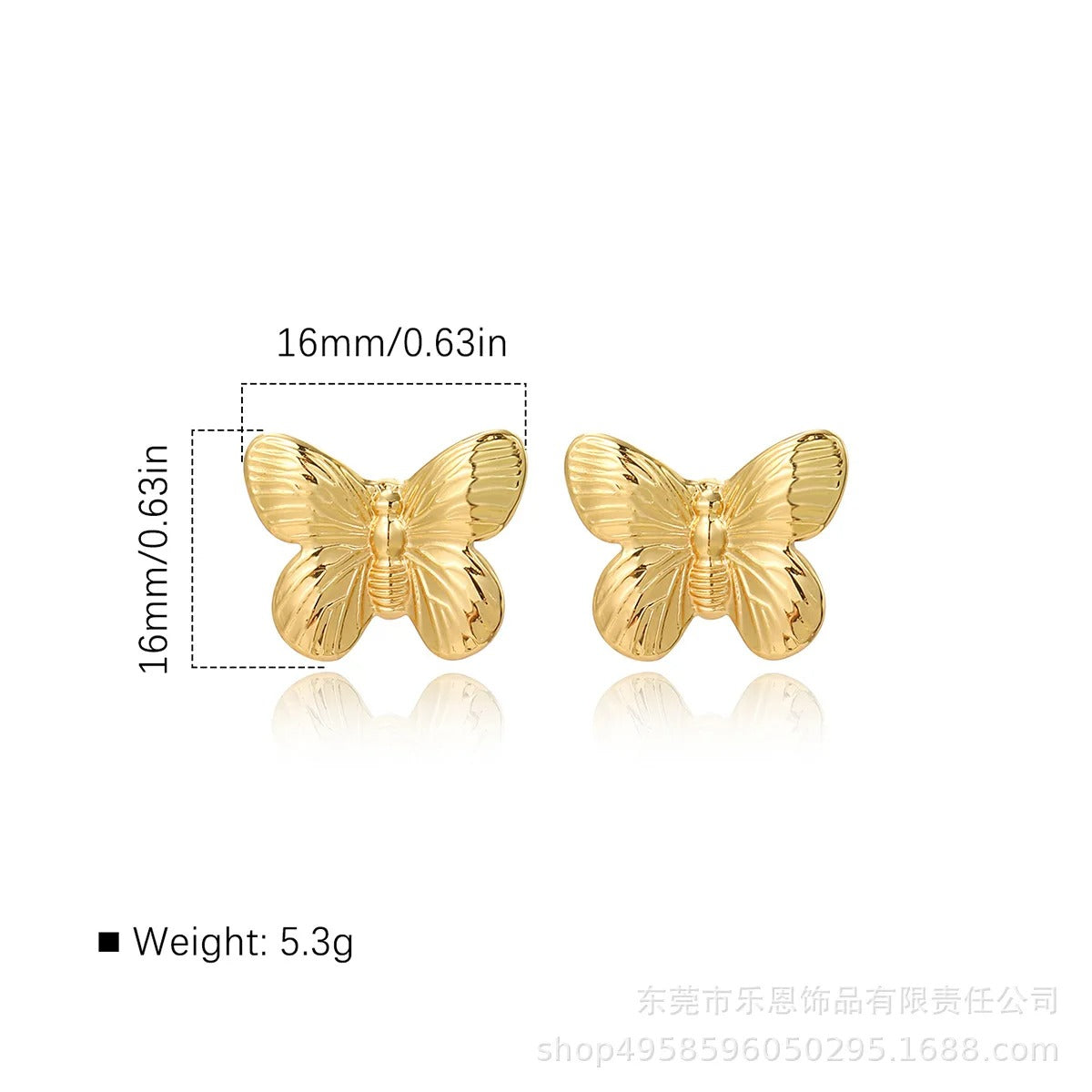 18K Gold Plated Ribbon Bow Stud Earrings