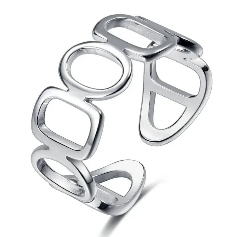 925 Sterling Silver Double Lines Cocktail Ring