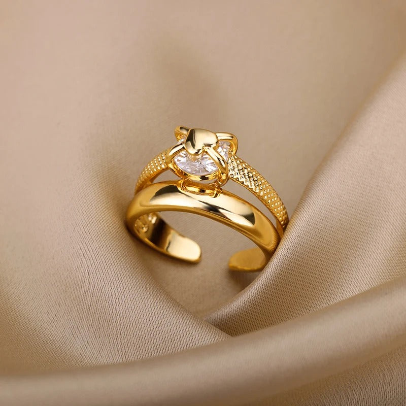 Gold Plated Adjustable Heart Ring