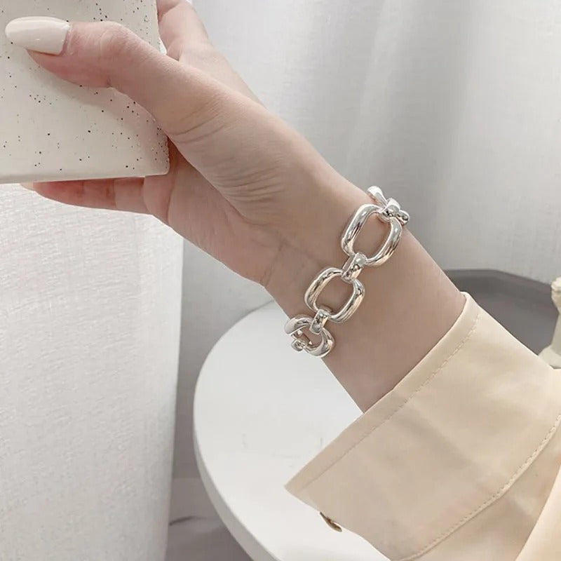 925 Sterling Silver Vintage Geometric Cuff Bracelet