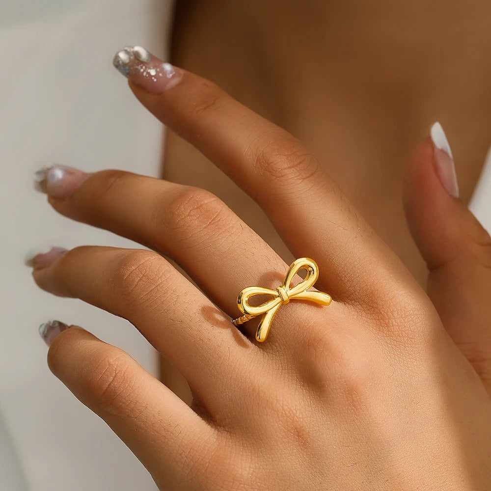 Stainless Steel Adjustable Bow Tie Ring
