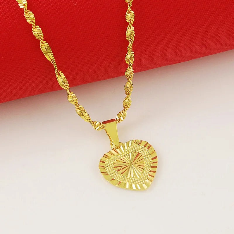 24K Real Gold Plated Heart-Shaped Necklace