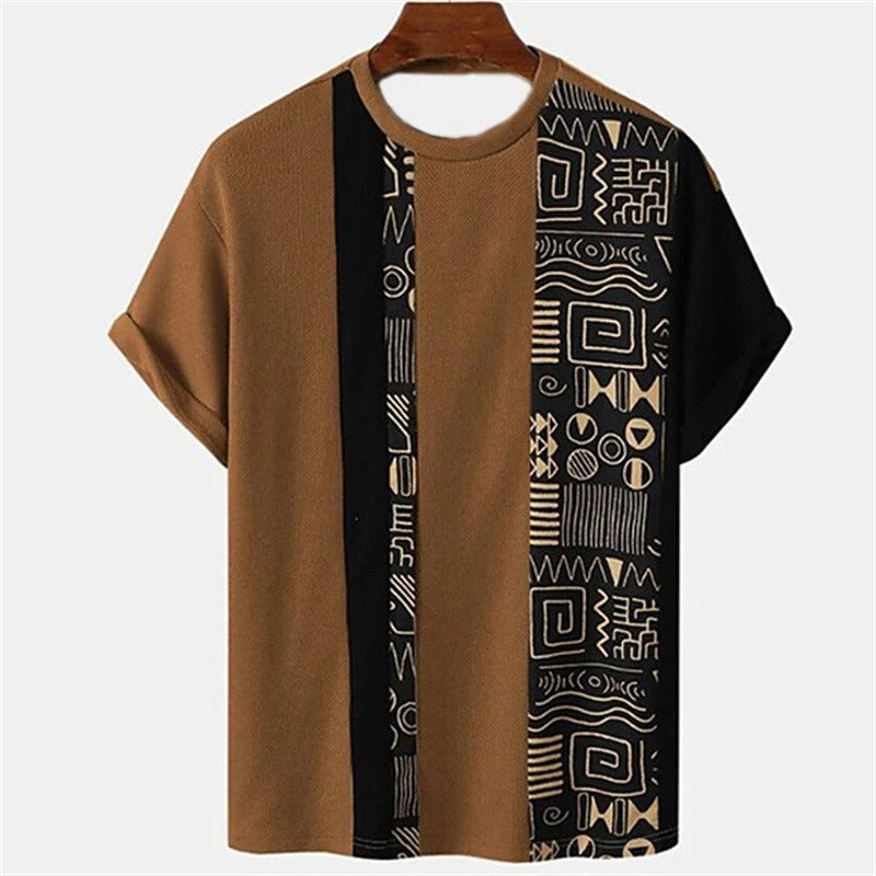 Men's 3D Tribal Print Oversized T-Shirt