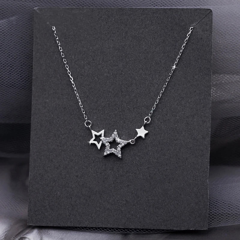 925 Sterling Silver Star Pendant Necklace with Zircon 45cm