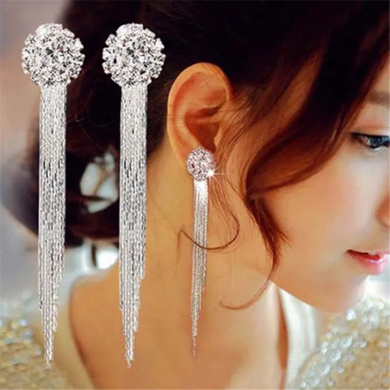 Crystal Tassel Drop Earrings Fashion