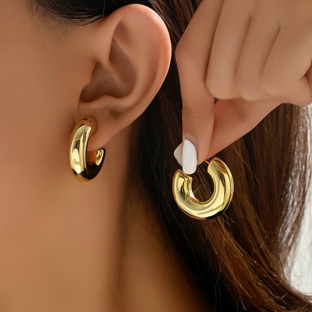 Gold Plated Chunky Hoop Earrings