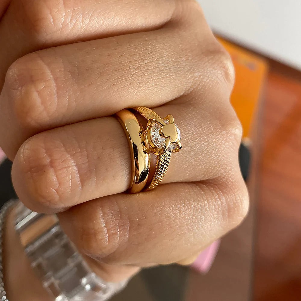 Gold Plated Adjustable Heart Ring