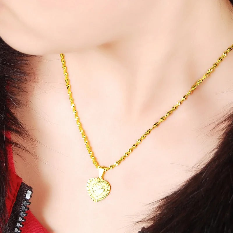 24K Real Gold Plated Heart-Shaped Necklace