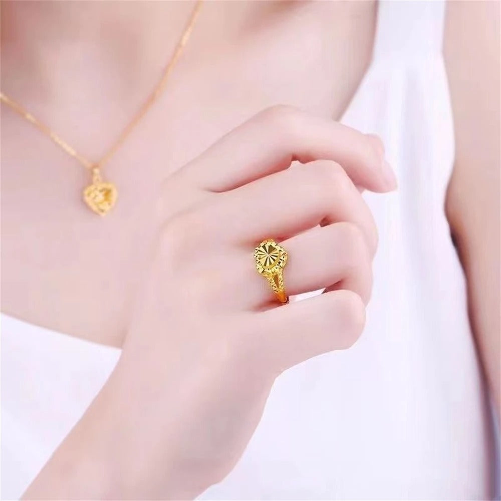 24K Gold Plated Heart Ring Classic