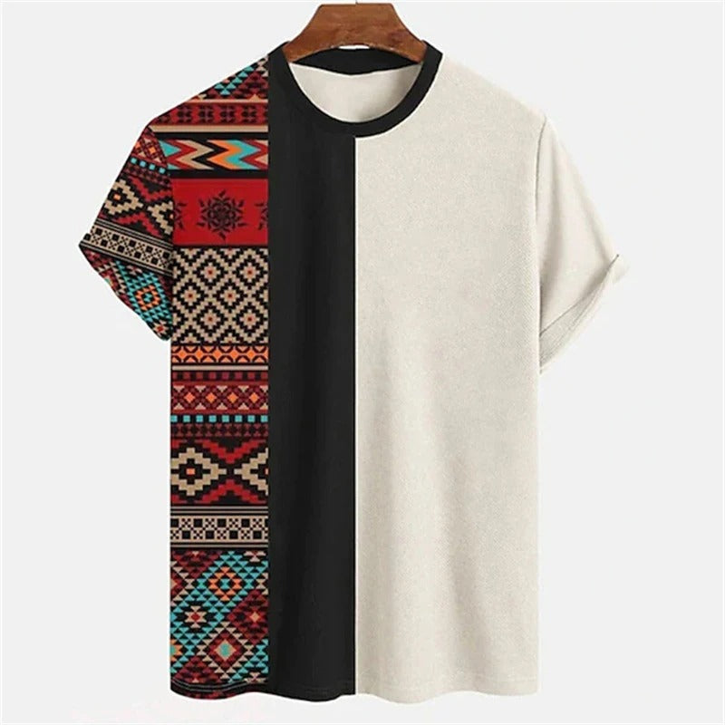 Men's 3D Tribal Print Oversized T-Shirt