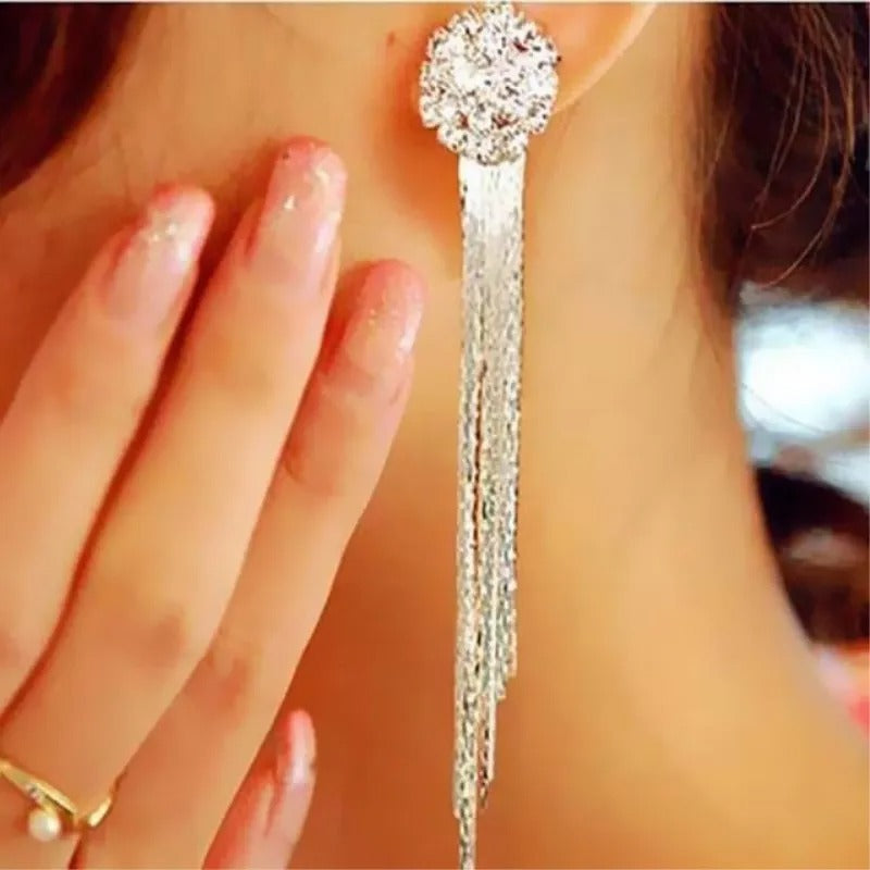 Crystal Tassel Drop Earrings Fashion