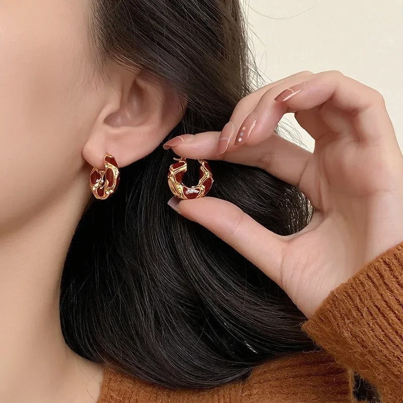 Vintage Enamel Mini Hoop Earrings