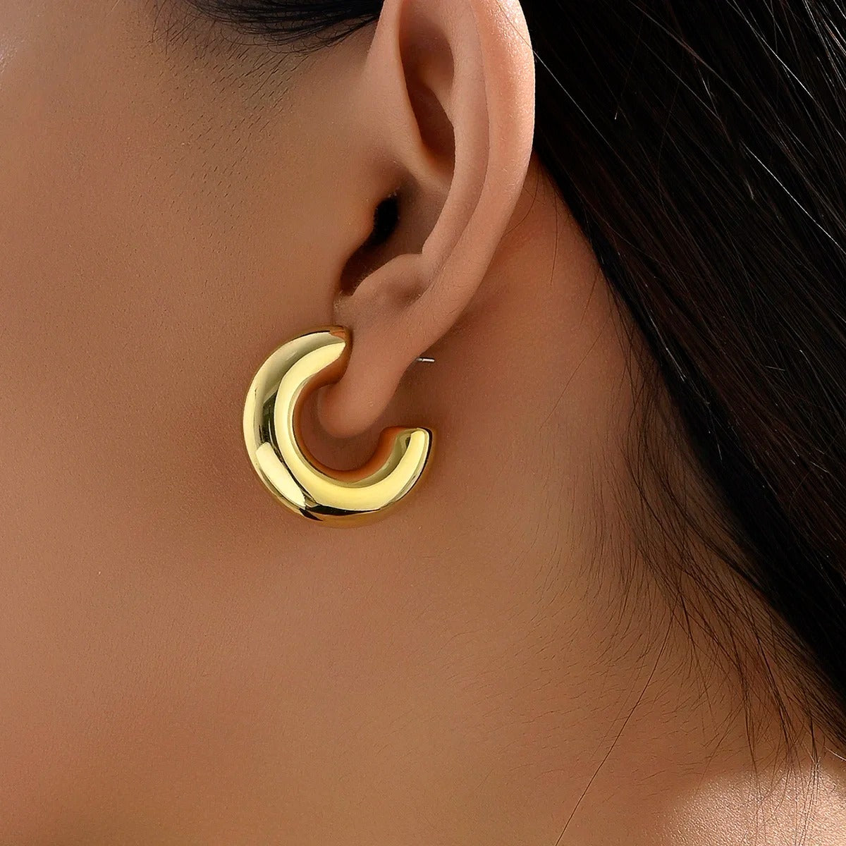Gold Plated Chunky Hoop Earrings