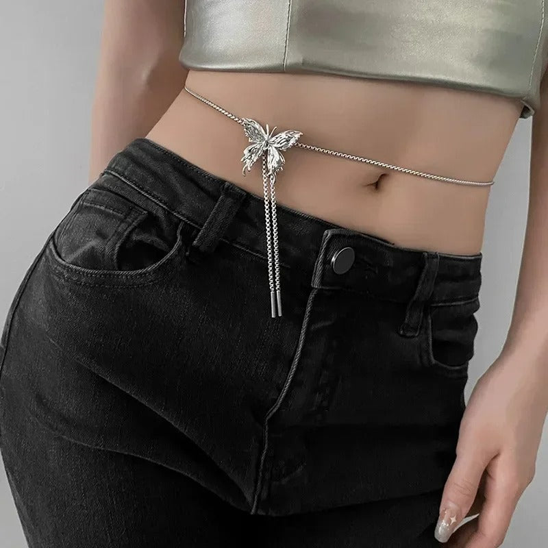 Irregular Liquid Metal Butterfly Pendant Necklace