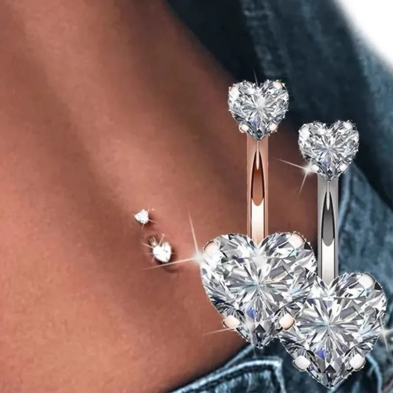 Zircon Heart Navel Belly Button Ring