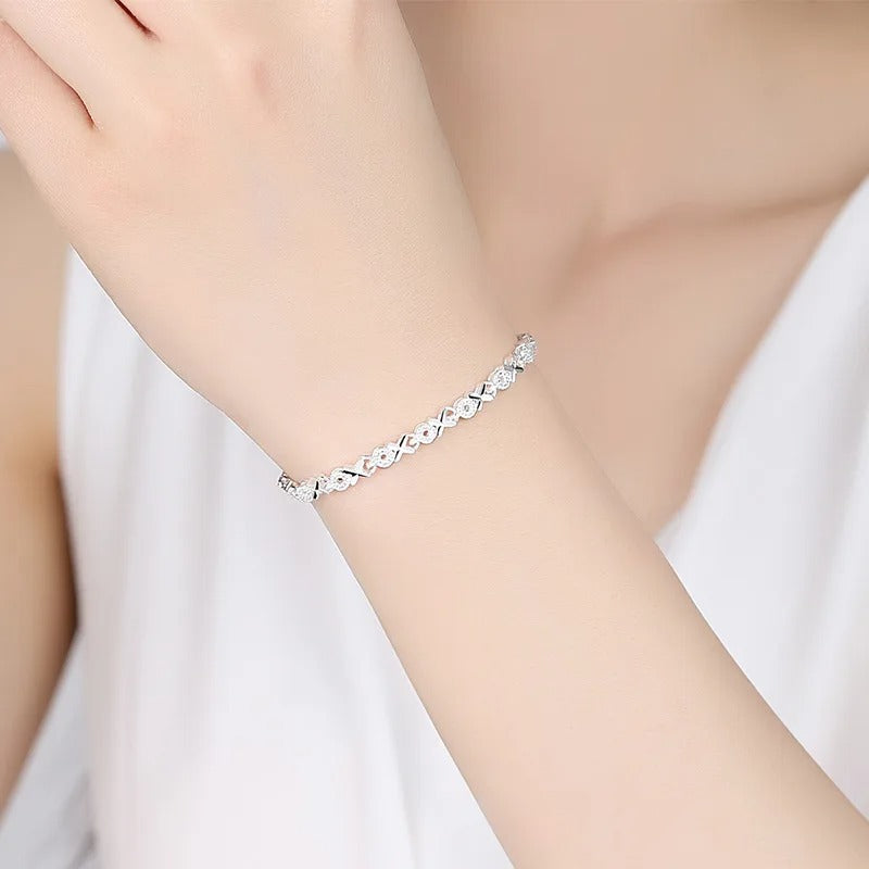 925 Sterling Silver Trendy Geometric Charm Bracelet