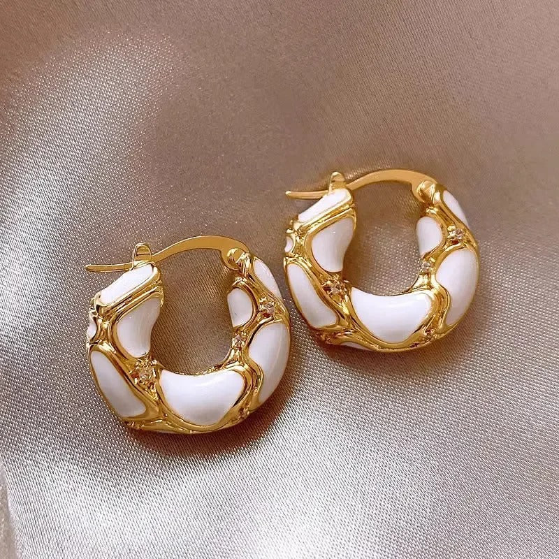 Vintage Enamel Mini Hoop Earrings