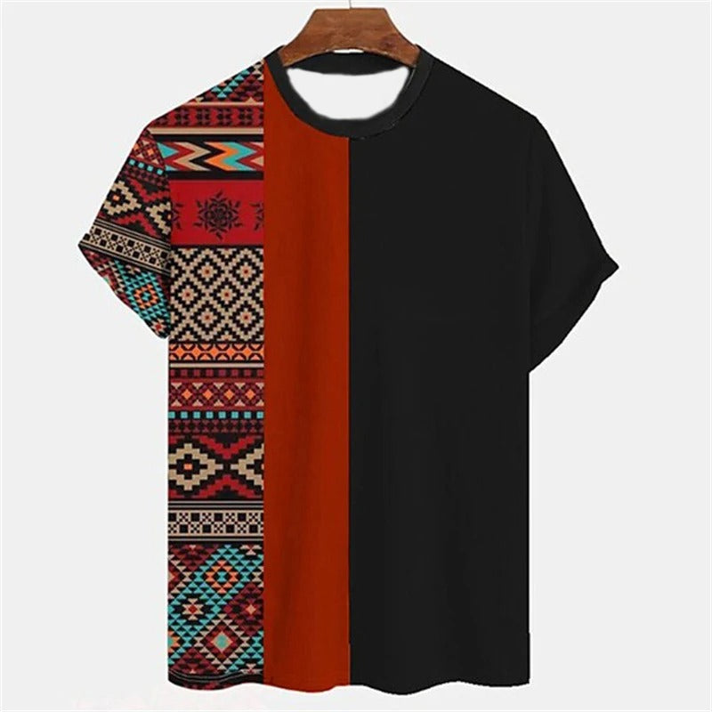 Men's 3D Tribal Print Oversized T-Shirt
