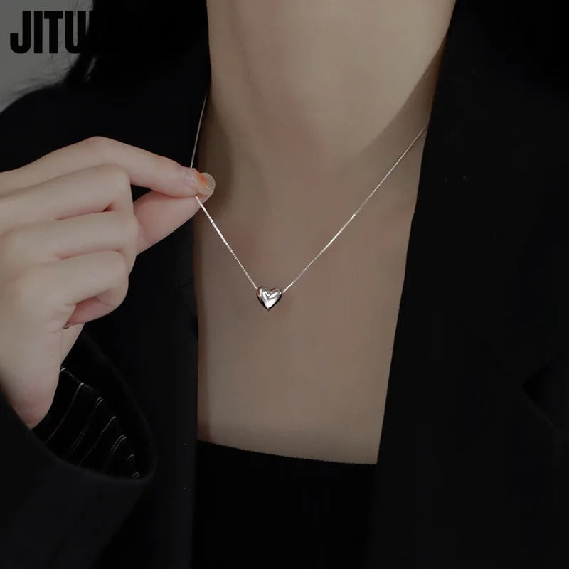 925 Sterling Silver Heart-Shaped Love Necklace Pendant