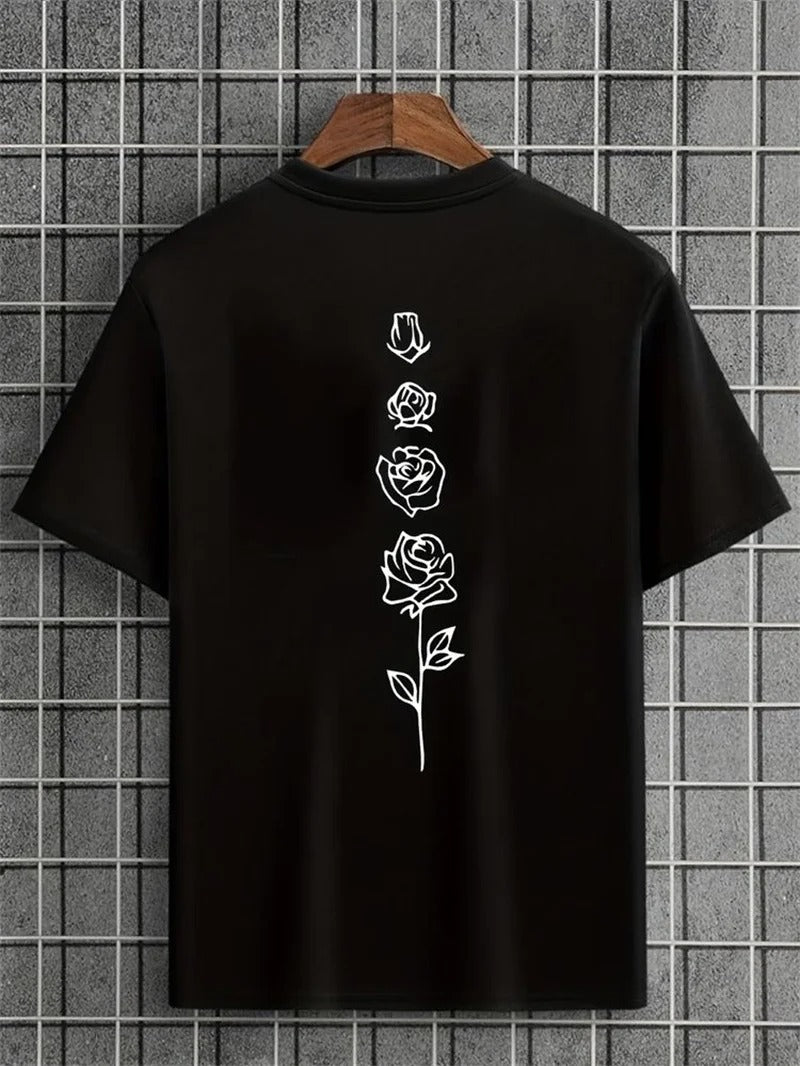 Men’s 100% Cotton Rose Print T-Shirt