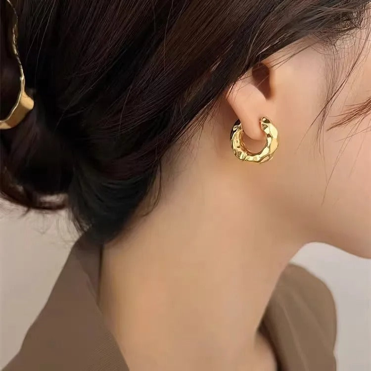 Irregular Pleated Lava Hoop Earrings
