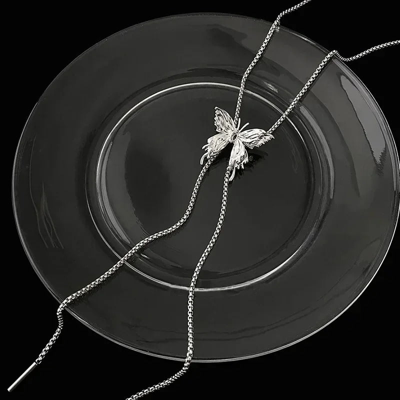 Irregular Liquid Metal Butterfly Pendant Necklace