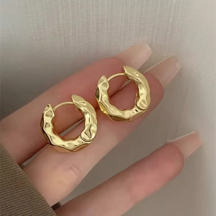 Irregular Pleated Lava Hoop Earrings