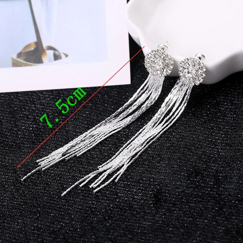 Crystal Tassel Drop Earrings Fashion