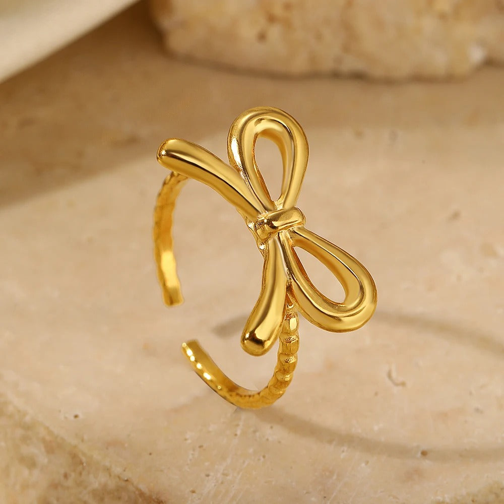 Stainless Steel Adjustable Bow Tie Ring