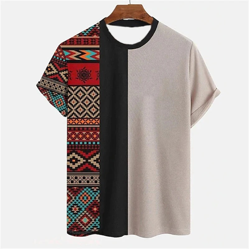 Men's 3D Tribal Print Oversized T-Shirt