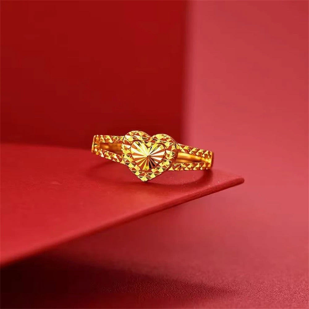 24K Gold Plated Heart Ring Classic