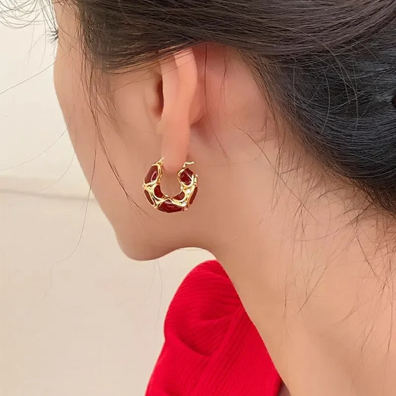 Vintage Enamel Mini Hoop Earrings