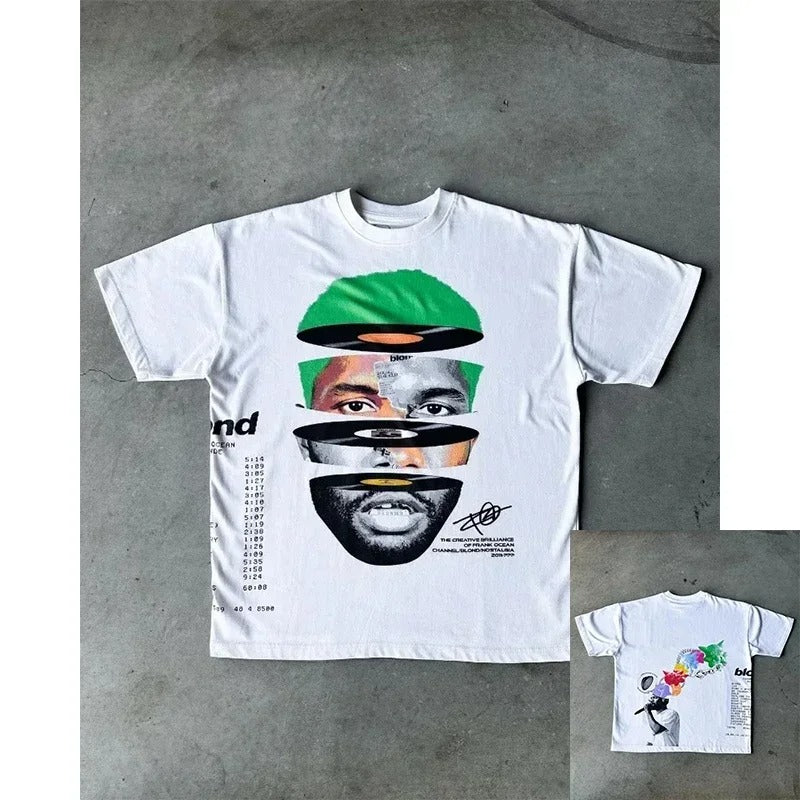 Y2K Retro Street Portrait Print T-Shirt