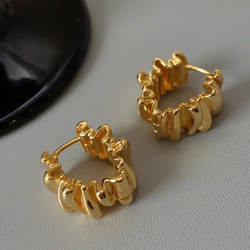 Irregular Pleated Lava Hoop Earrings