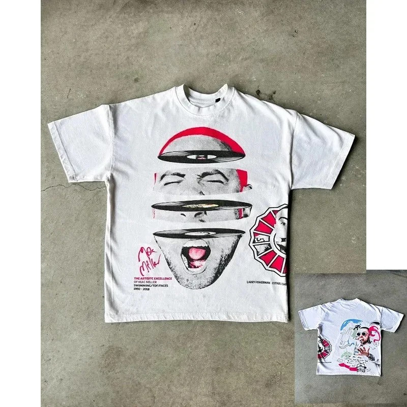 Y2K Retro Street Portrait Print T-Shirt